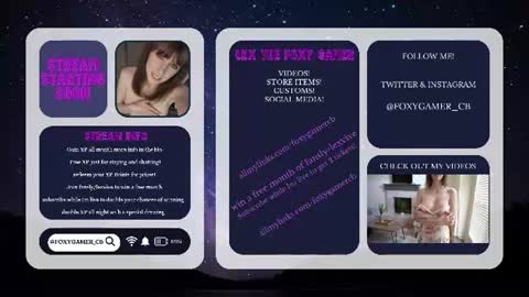 Snapshot of foxy_gamer chatting on 06/24/26, 01:26 Lex Vive foxygamer cb online show from 06/24/26, 01:26