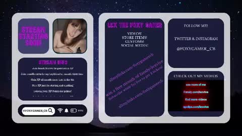 Snapshot of foxy_gamer chatting on 07/18/26, 12:59 Lex Vive foxygamer cb online show from 07/18/26, 12:59