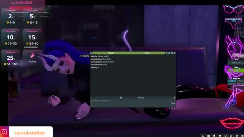 Snapshot of little_doll25 chatting on 02/16/25, 01:25 Succubus Blue online show from 02/16/25, 01:25