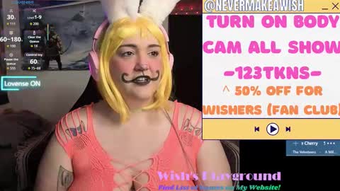 Snapshot of nevermakeawish chatting on 03/24/26, 09:25 Wishs Playground online show from 03/24/26, 09:25
