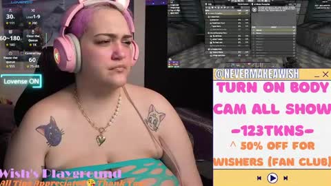 Snapshot of nevermakeawish chatting on 04/23/26, 11:09 Wishs Playground online show from 04/23/26, 11:09